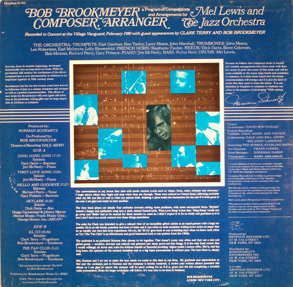 Mel Lewis And The Jazz Orchestra : Bob Brookmeyer - Composer & Arranger (LP, Album)