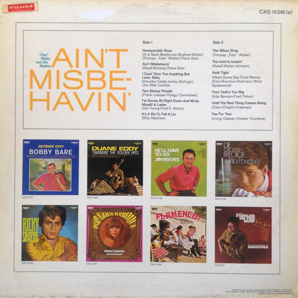 Fats Waller & His Rhythm : Ain't Misbehavin' (LP, Comp)