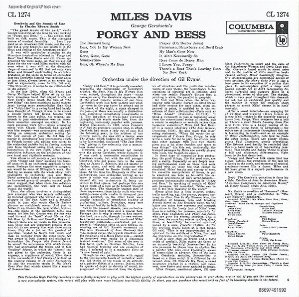 Miles Davis : Porgy And Bess (CD, Album, RE, RM)