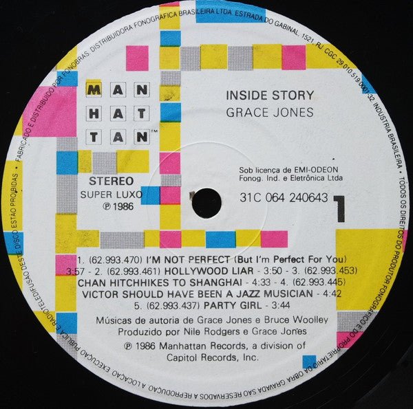 Grace Jones : Inside Story (LP, Album)