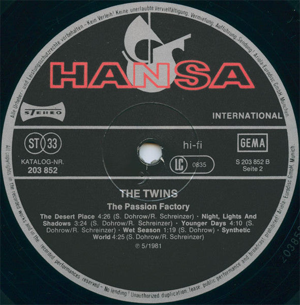 The Twins : Passion Factory (LP, Album)