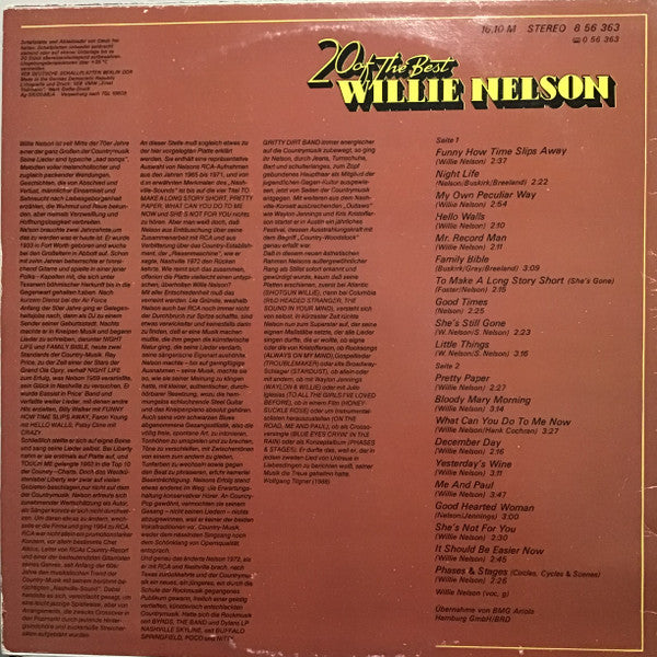 Willie Nelson : 20 Of The Best (LP, Comp)