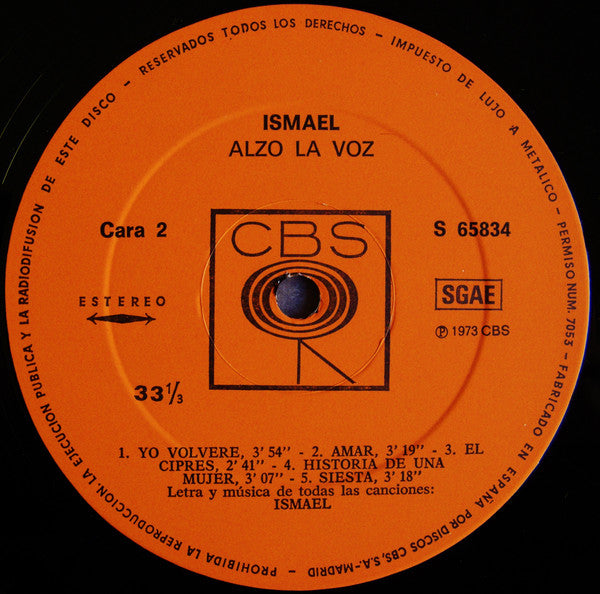 Ismael (7) : Alzo La Voz (LP, Album)