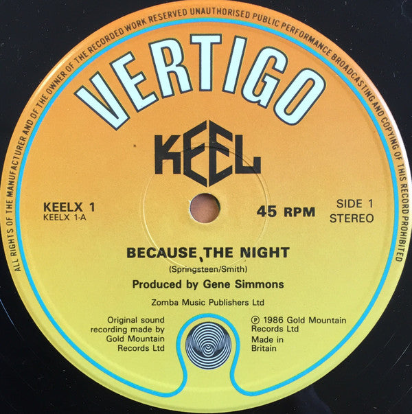 Keel : Because The Night (12", Single)