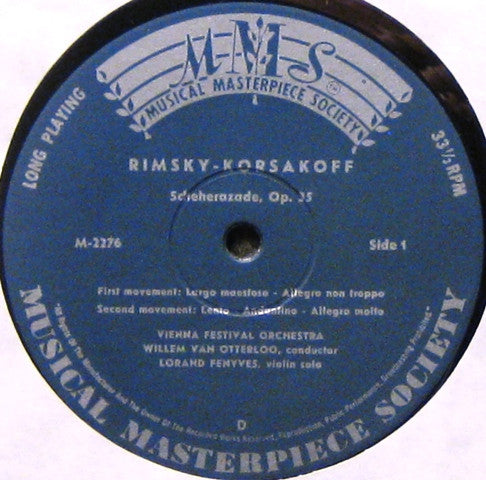 Nikolai Rimsky-Korsakov, Wiener Festspielorchester, Willem Van Otterloo : Scheherazade (LP)