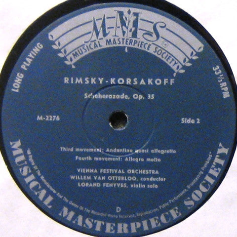 Nikolai Rimsky-Korsakov, Wiener Festspielorchester, Willem Van Otterloo : Scheherazade (LP)