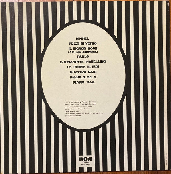 Francesco De Gregori : Rimmel (LP, Album)