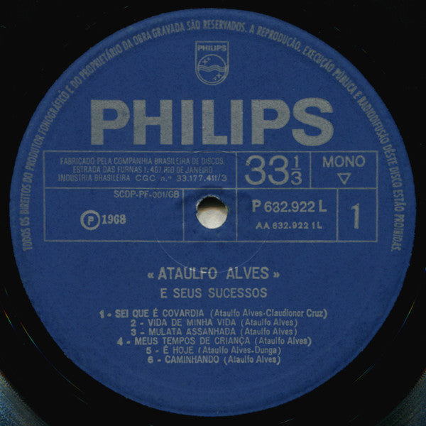 Ataulfo Alves : Ataulfo Alves E Seus Sucessos (LP, Comp, Mono, RE)
