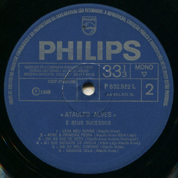 Ataulfo Alves : Ataulfo Alves E Seus Sucessos (LP, Comp, Mono, RE)