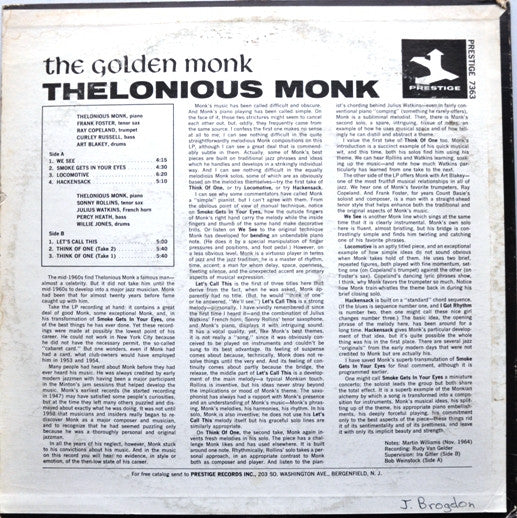 Thelonious Monk : The Golden Monk (LP, Comp, RE)