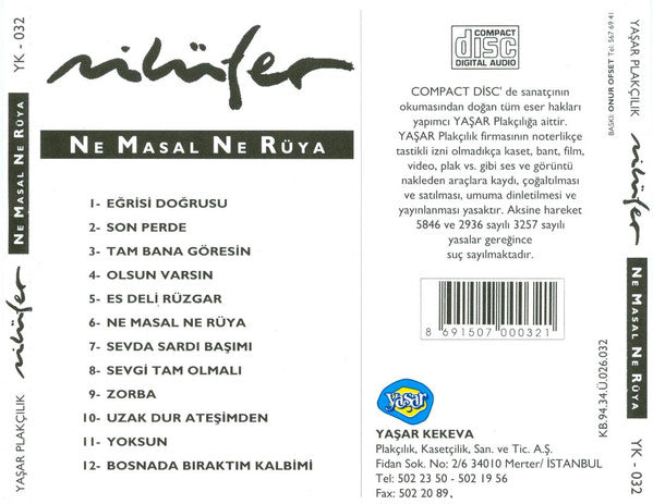 Nilüfer : Ne Masal Ne Rüya (CD, Album)