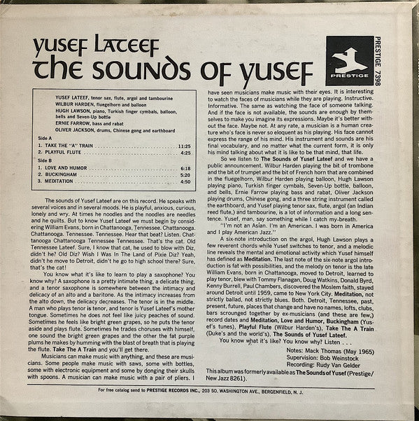 Yusef Lateef : The Sounds Of Yusef (LP, Album, RE)