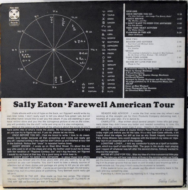 Sally Eaton : Farewell American Tour (LP, Album, Ind)