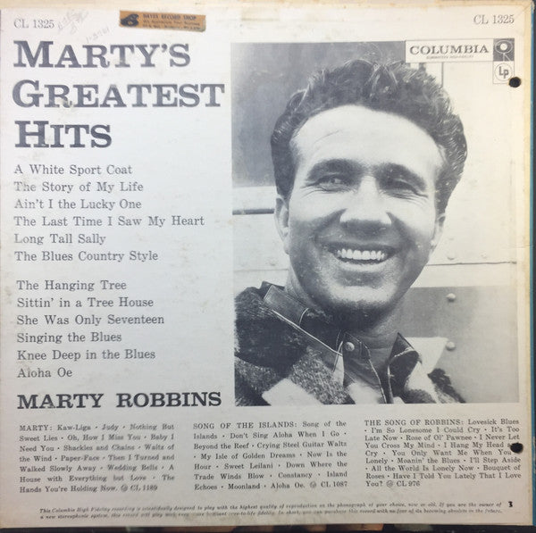 Marty Robbins : Marty's Greatest Hits (LP, Comp, Mono)