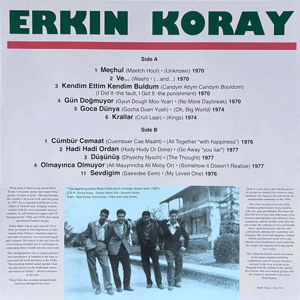 Erkin Koray : Meçhul: Singles & Rarities (LP, Comp, RE)