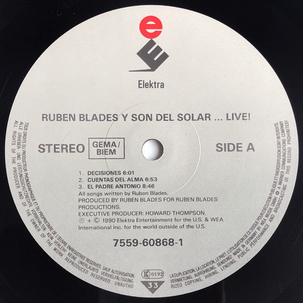 Ruben Blades Y Son del Solar : Live! (2xLP, Album)