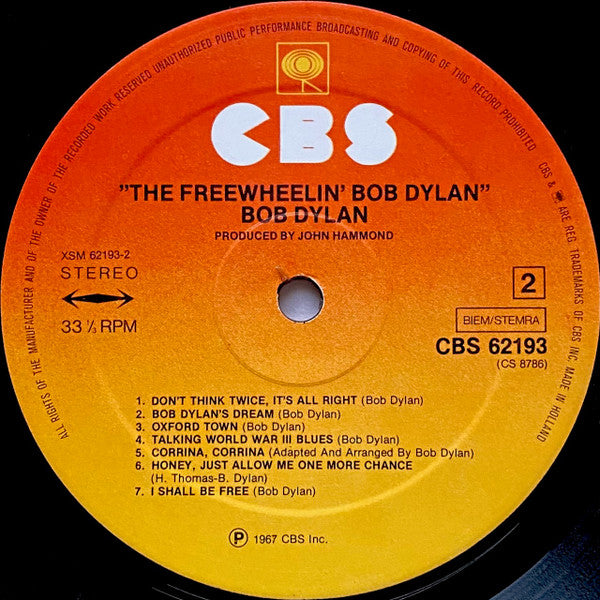 Bob Dylan : The Freewheelin' Bob Dylan (LP, Album, RE)