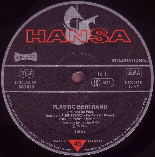 Plastic Bertrand : Tout Petit La Planète (12")