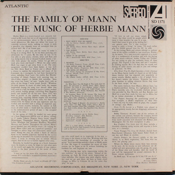 The Family Of Mann : The Music Of Herbie Mann (LP, Album)