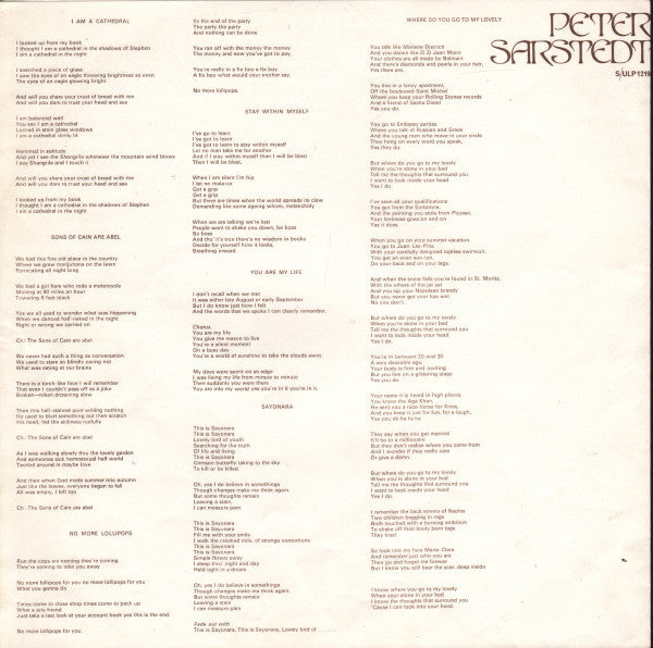 Peter Sarstedt : Peter Sarstedt (LP, Album)
