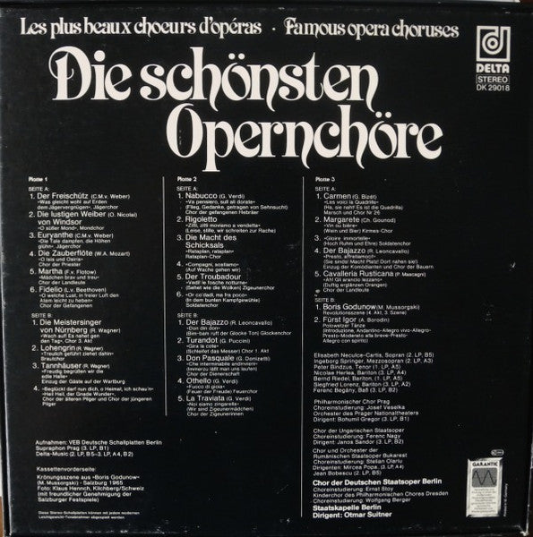 Chor der Staatsoper Berlin, Staatskapelle Berlin, Otmar Suitner : Die Schönsten Opernchöre (3xLP, Comp + Box)