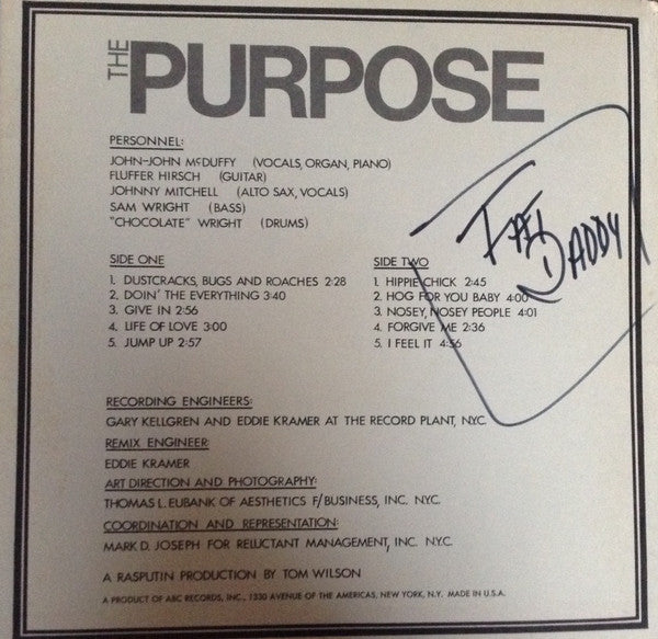 The Purpose : The Purpose Of The Purpose Is The Blues (LP, Album)