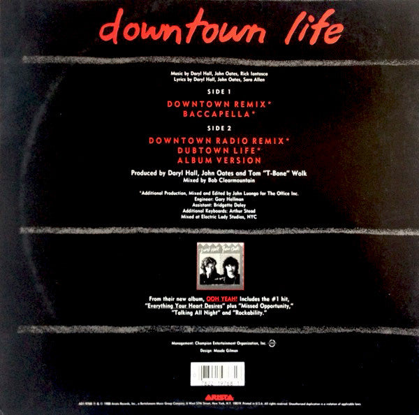 Daryl Hall & John Oates : Downtown Life (12")