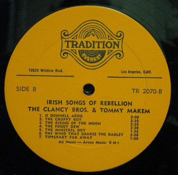 The Clancy Brothers & Tommy Makem : Irish Songs Of Rebellion (LP, Album, RE)