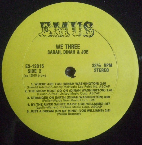Dinah Washington, Joe Williams & Sarah Vaughan : We Three (LP, Album)