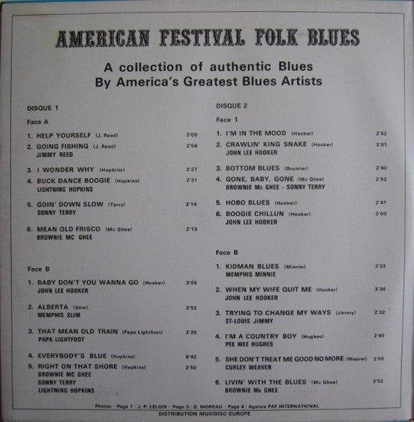 Various : American Festival Folk Blues (2xLP, Comp, Gat)