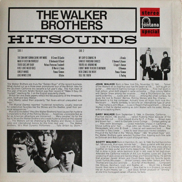 The Walker Brothers : Hitsounds (LP, Comp)