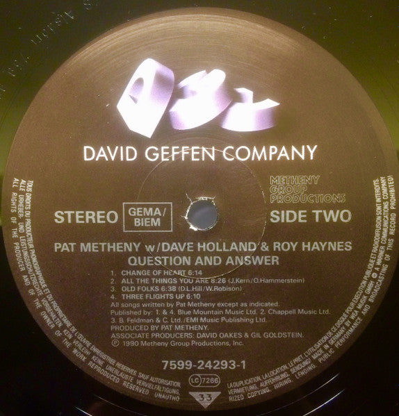 Pat Metheny w/ Dave Holland & Roy Haynes : Question And Answer (LP, Album)