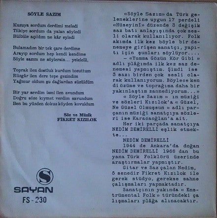Fikret Kızılok : Söyle Sazım / Güzel Ne Güzel Olmuşsun (7", Single)