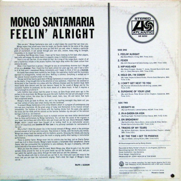 Mongo Santamaria : Feelin' Alright (LP, Album)