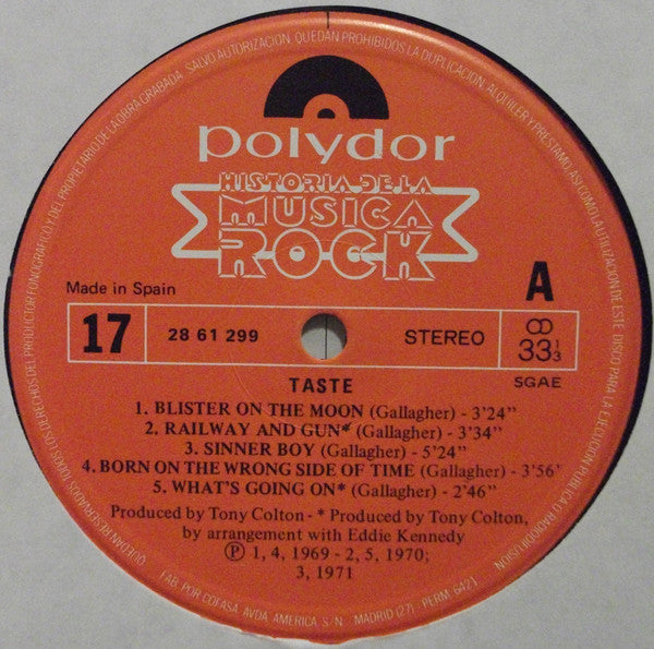 Taste (2) : The Best Of Taste (LP, Comp)