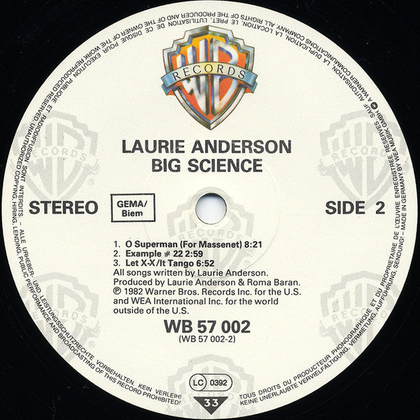 Laurie Anderson : Big Science (LP, Album)