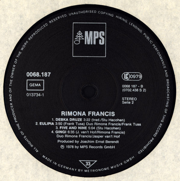 Rimona Francis : Rimona Francis (LP, RE, 180)