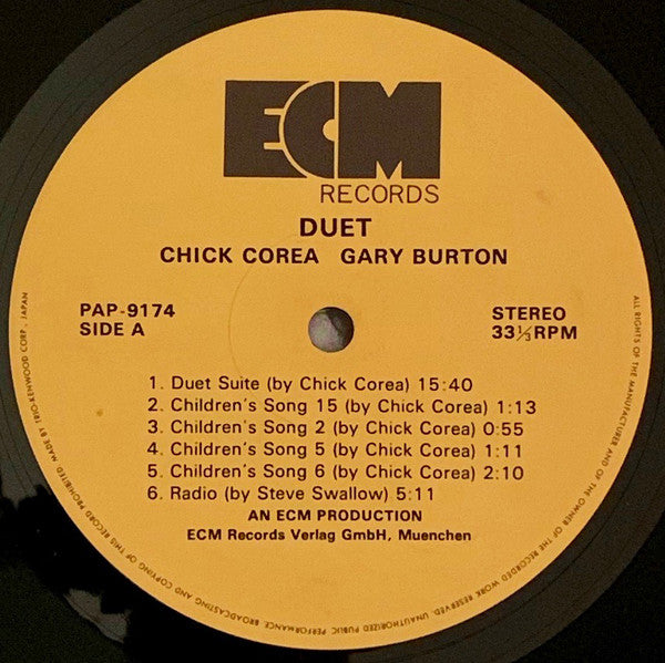 Gary Burton / Chick Corea : Duet (LP, Album)