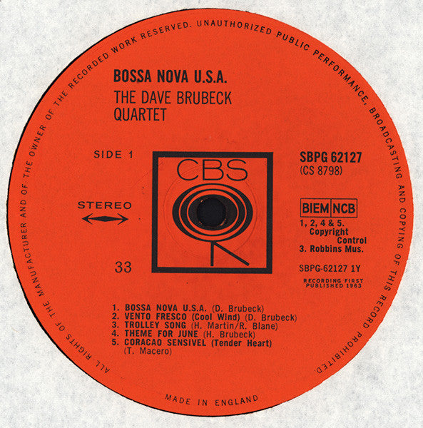 The Dave Brubeck Quartet : Bossa Nova U.S.A. (LP, Album)