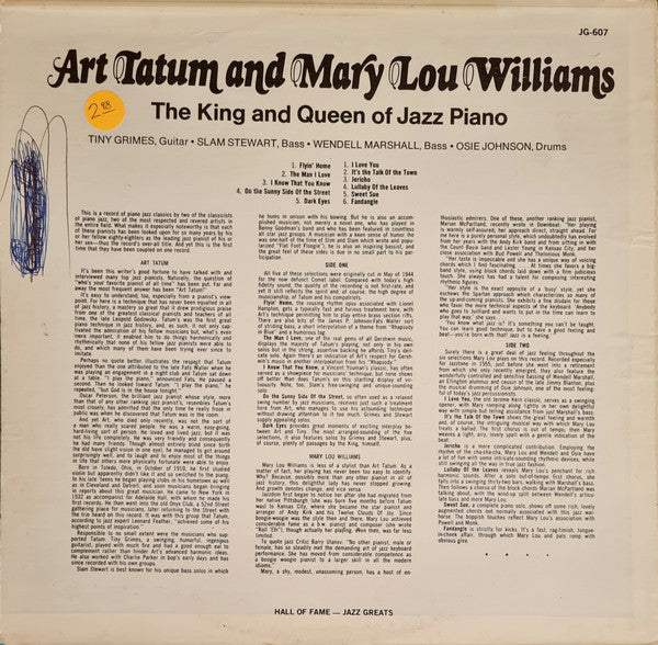 Art Tatum And Mary Lou Williams : The King And Queen Of Jazz Piano (LP, Mono)