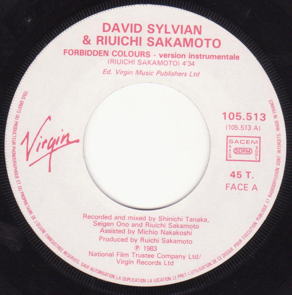 Ryuichi Sakamoto & David Sylvian : Forbidden Colours (7", Single, RE)