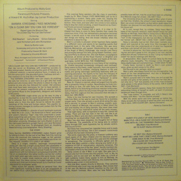 Barbra Streisand, Yves Montand : On A Clear Day You Can See Forever (LP, Album, Pit)