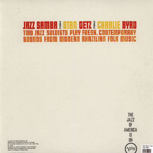Stan Getz / Charlie Byrd : Jazz Samba (LP, Album, RE, Gat)
