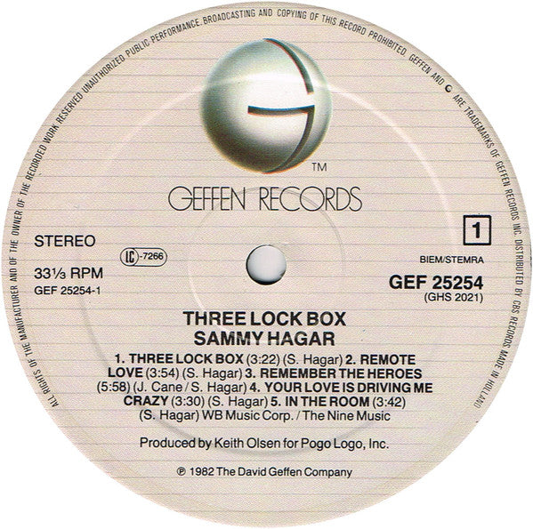 Sammy Hagar : Three Lock Box (LP, Album)
