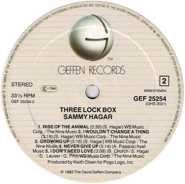 Sammy Hagar : Three Lock Box (LP, Album)