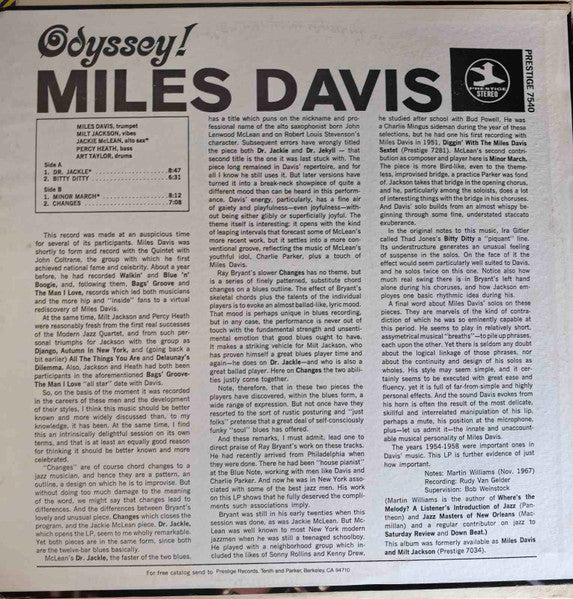Miles Davis : Odyssey! (LP, Album, RE, RM)