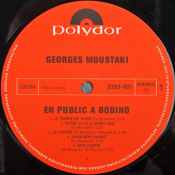 Georges Moustaki : Bobino 70 (LP, Album, Gat)