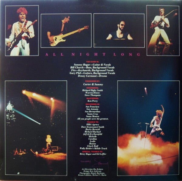 Sammy Hagar : All Night Long (LP, Album, Gat)
