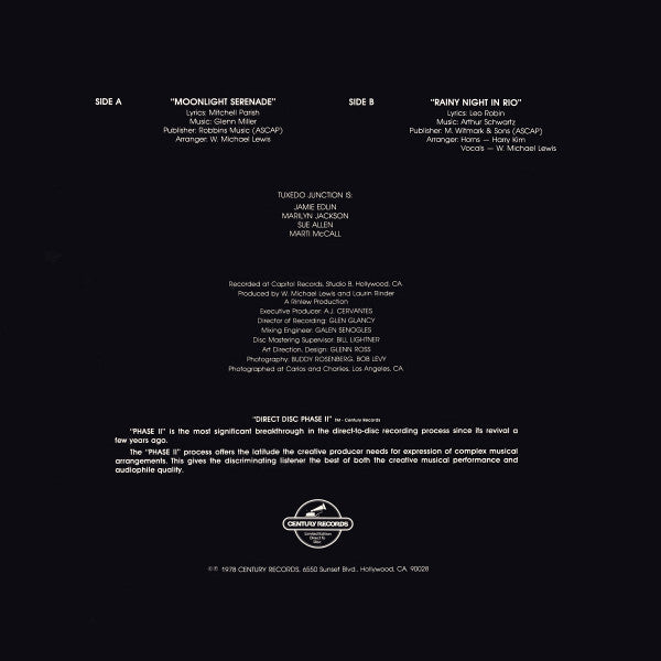 Tuxedo Junction : Moonlight Serenade / Rainy Night In Rio (Direct Disc Phase II) (12", Ltd, Dir)