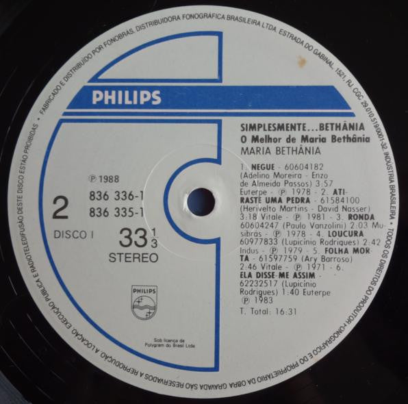 Maria Bethânia : Simplesmente... Bethânia - O Melhor De Maria Bethânia (2xLP, Comp, Gat)